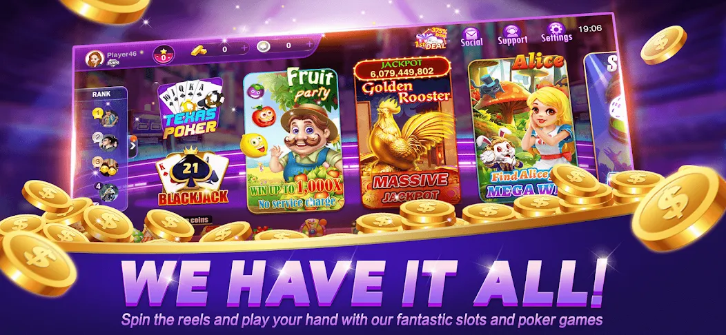 Happy Poker Slots на Андроид — Мод Много денег — скриншот 1