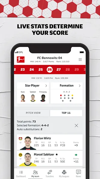 Скачать взломанную Bundesliga Fantasy Manager — Много очков трансферов — скриншот 4