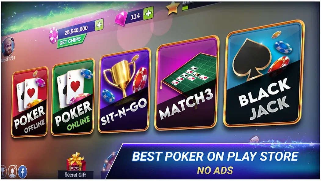 Poker Texas Holdem — Взломанная версия (Взлом на Бесконечные фишки) — скриншот 2