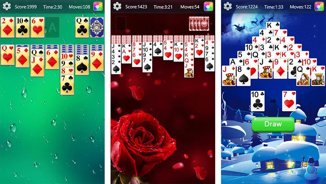 Скачать взломанную Solitaire Collection Fun — Много денег — скриншот 1