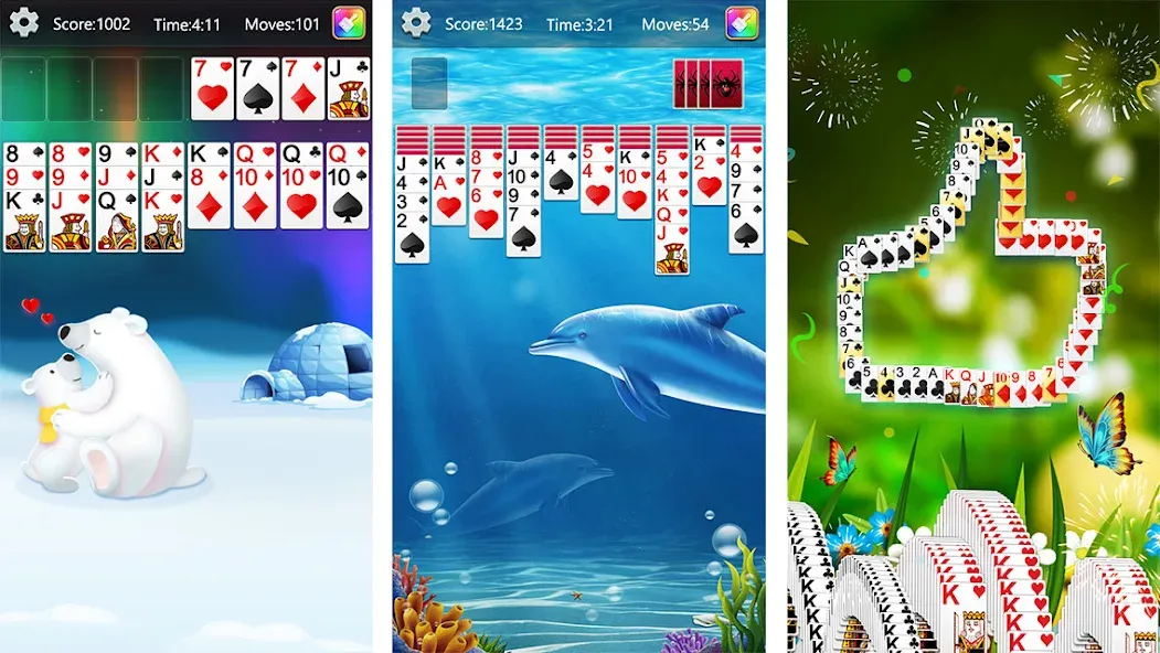 Скачать взломанную Solitaire Collection Fun — Много денег — скриншот 2