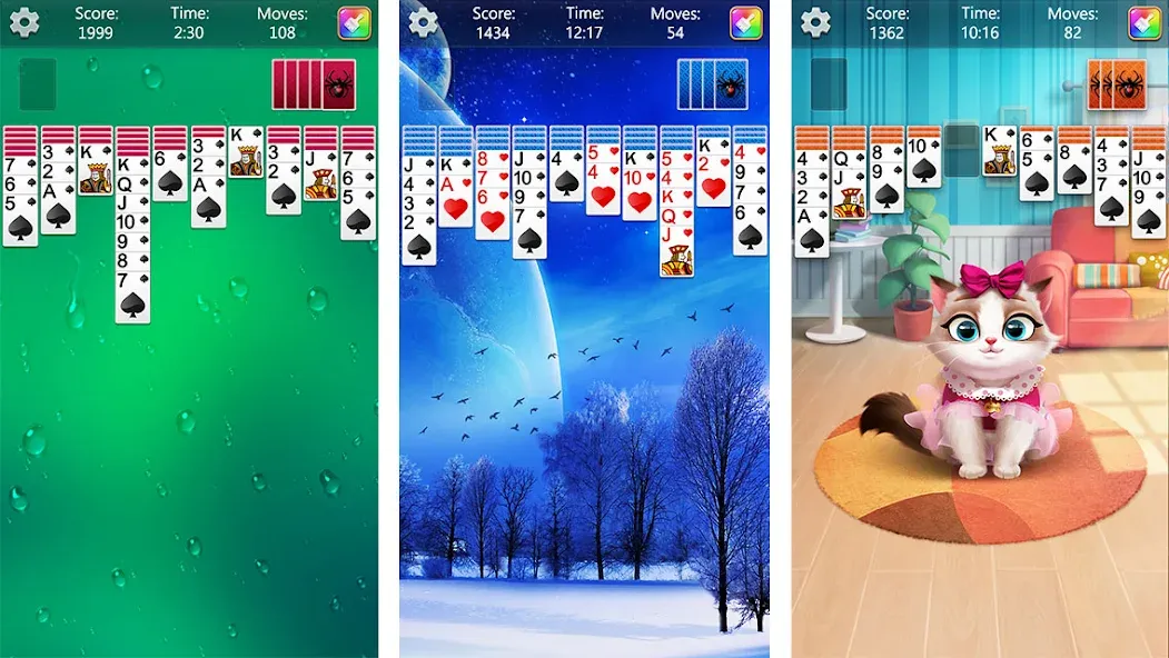 Spider Solitaire Fun — Мод: Все темы открыты — скриншот 1