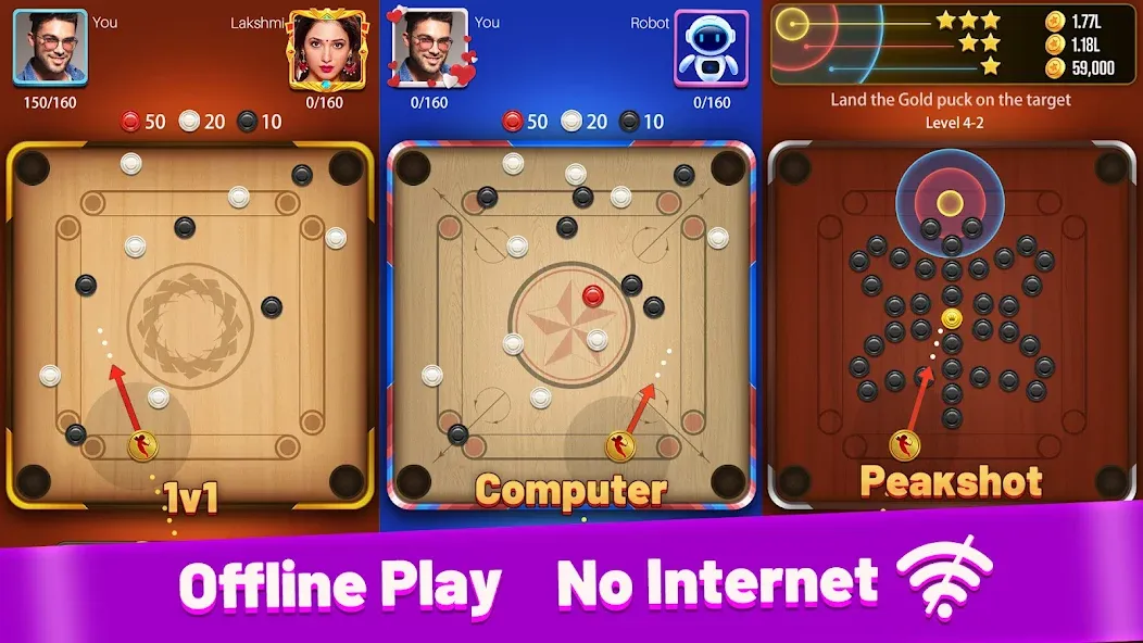 Carrom Meta-Board Disc Game MOD APK на Android — Много денег — скриншот 2