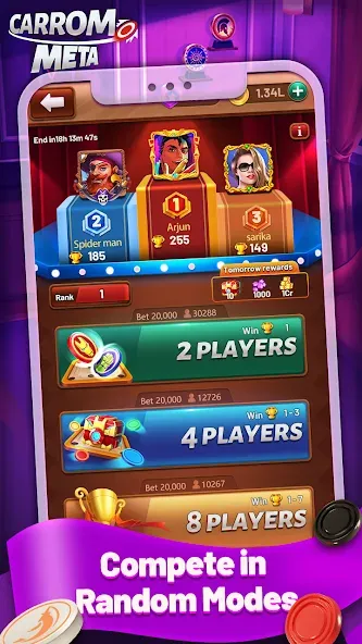 Carrom Meta-Board Disc Game MOD APK на Android — Много денег — скриншот 4