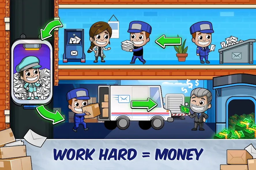 Idle Mail Tycoon на Андроид — Много денег — скриншот 1 Idle Mail Tycoon на Андроид — Много денег — скриншот 1