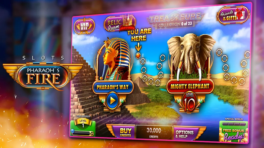 Взлом Slots - Pharaoh's Fire — Много денег — скриншот 1