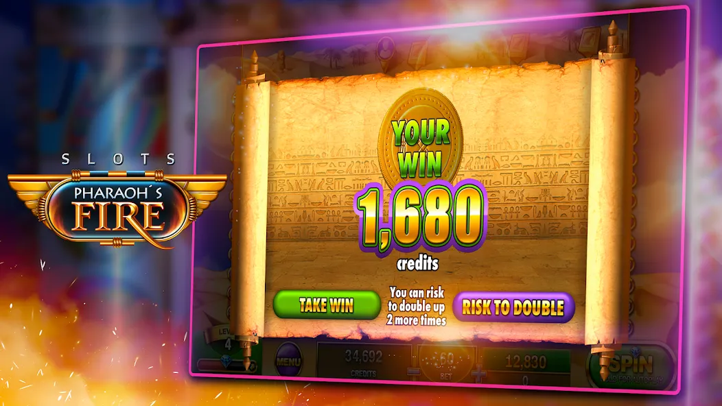 Взлом Slots - Pharaoh's Fire — Много денег — скриншот 4