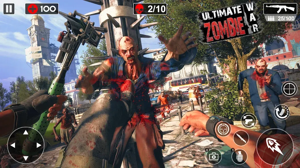 Скачать Zombie Games 3d 2024 : fps War на Android — Бесконечные патроны — скриншот 1