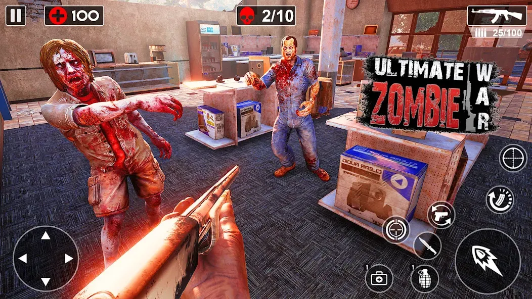 Скачать Zombie Games 3d 2024 : fps War на Android — Бесконечные патроны — скриншот 2
