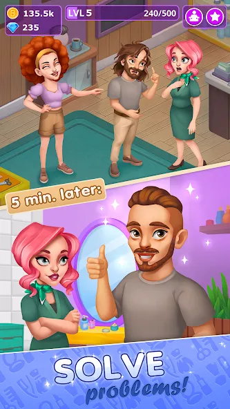 Beauty Tycoon: Hair Salon Game MOD APK на Android — Много денег — скриншот 4