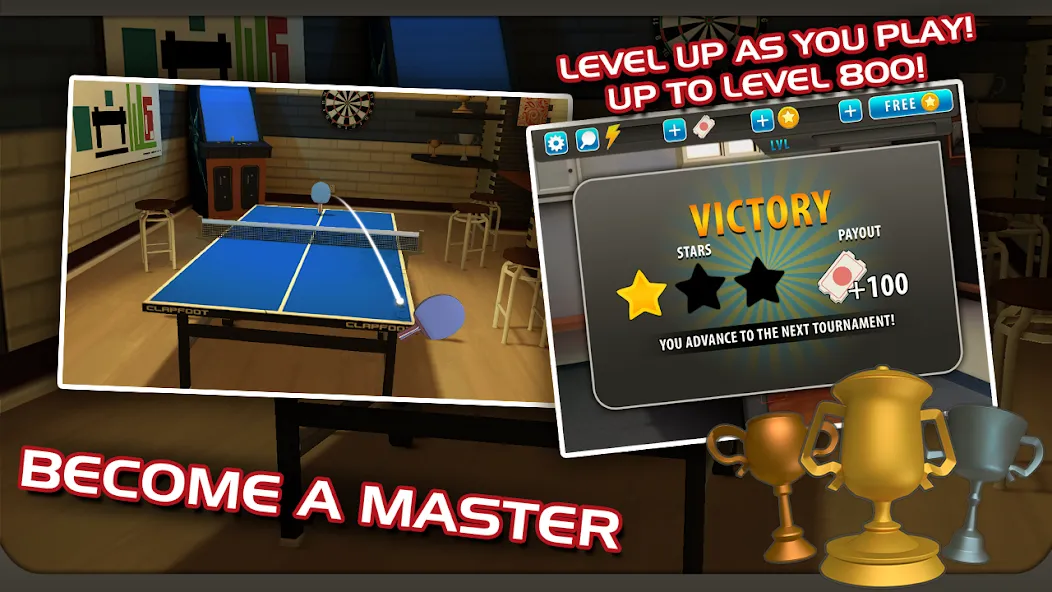 Скачать Ping Pong Masters MOD APK — Много денег и золота — скриншот 3