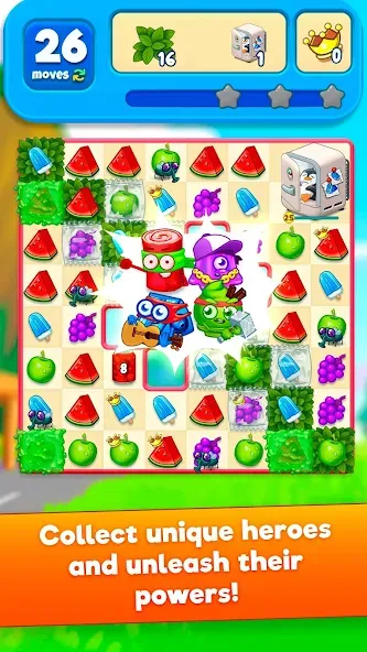 Sugar Heroes - match 3 game — Мод: Много денег и жизней — скриншот 2