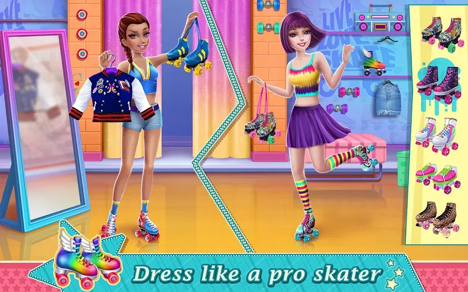 Скачать Roller Skating Girls (Мод: Все куплено) на Андроид — скриншот 1