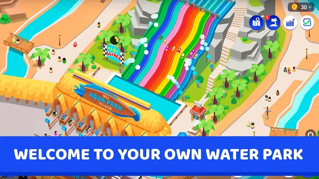 Скачать Idle Theme Park Tycoon (Мод: Много денег и золота) на Андроид — скриншот 1