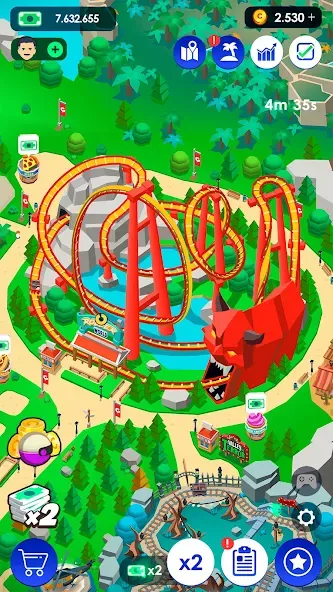 Скачать Idle Theme Park Tycoon (Мод: Много денег и золота) на Андроид — скриншот 5