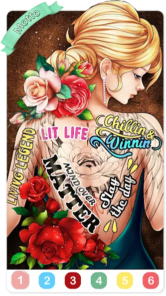 Tattoo Coloring games MOD APK на Android — Все разблокировано — скриншот 5