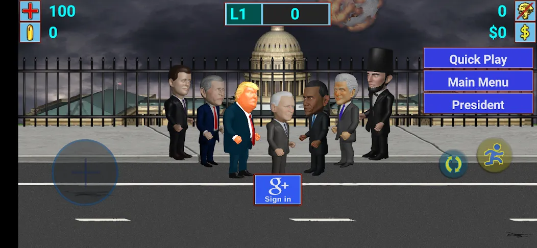 Скачать Aliens vs President (Мод: Много денег и разблокировано всё оружие) на Андроид — скриншот 1
