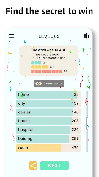 Скачать Contexto - Similar Word (Мод: Все подсказки и подсказки без рекламы) на Андроид — скриншот 3 Скачать Contexto - Similar Word (Мод: Все подсказки и подсказки без рекламы) на Андроид — скриншот 3
