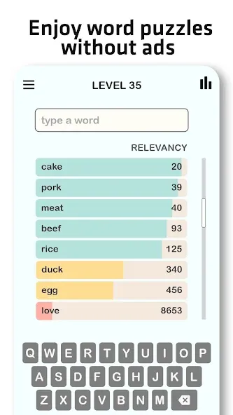 Скачать Contexto - Similar Word (Мод: Все подсказки и подсказки без рекламы) на Андроид — скриншот 5