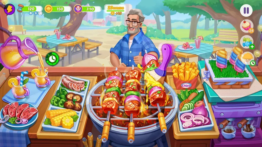Cooking Town - Restaurant Game (Мод Много денег и бесконечные жизни) — скриншот 1