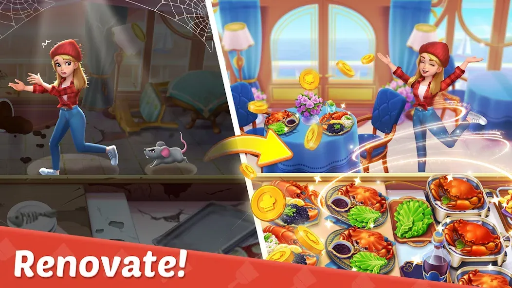 Cooking Town - Restaurant Game (Мод Много денег и бесконечные жизни) — скриншот 2