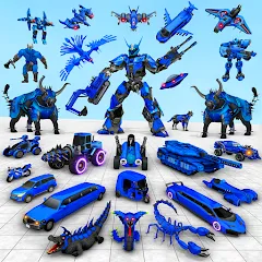 Скачать взломанную Bull Robot Car Game:Robot Game — Много денег