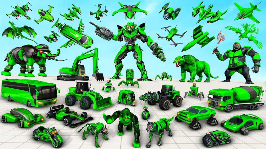 Взломанная Multi Animal Robot Car Games на Андроид — Много денег — скриншот 2