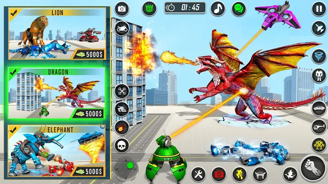 Взломанная Multi Animal Robot Car Games на Андроид — Много денег — скриншот 5