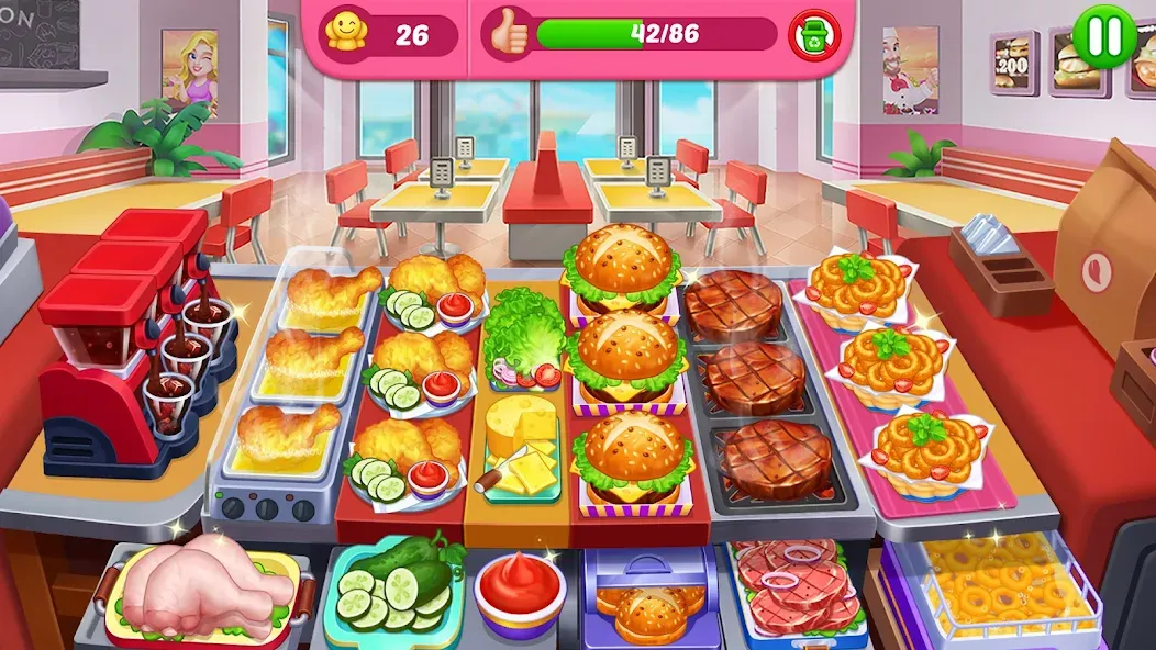 Скачать Crazy Cooking Diner: Chef Game — Много денег и алмазов — скриншот 1