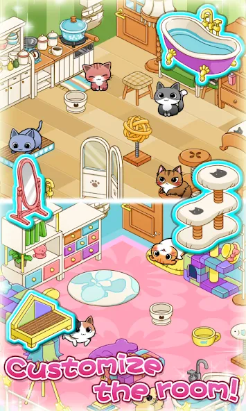 Cat Room - Cute Cat Games MOD — Много денег на Андроид — скриншот 4