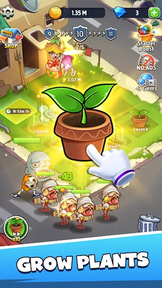 Merge Plants – Monster Defense на Андроид — Много денег — скриншот 1