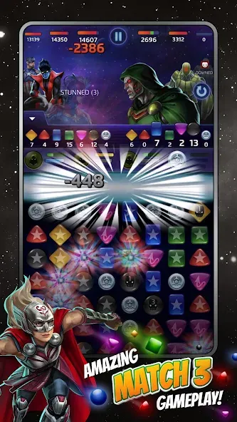 MARVEL Puzzle Quest: Hero RPG Mod APK Много денег и кристаллов — Скачать на Андроид — скриншот 1