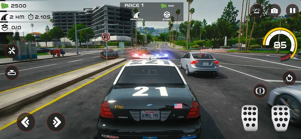 Взломанная Highway Police Chase Simulator на Андроид — Много денег — скриншот 1