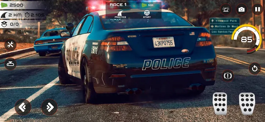Взломанная Highway Police Chase Simulator на Андроид — Много денег — скриншот 2