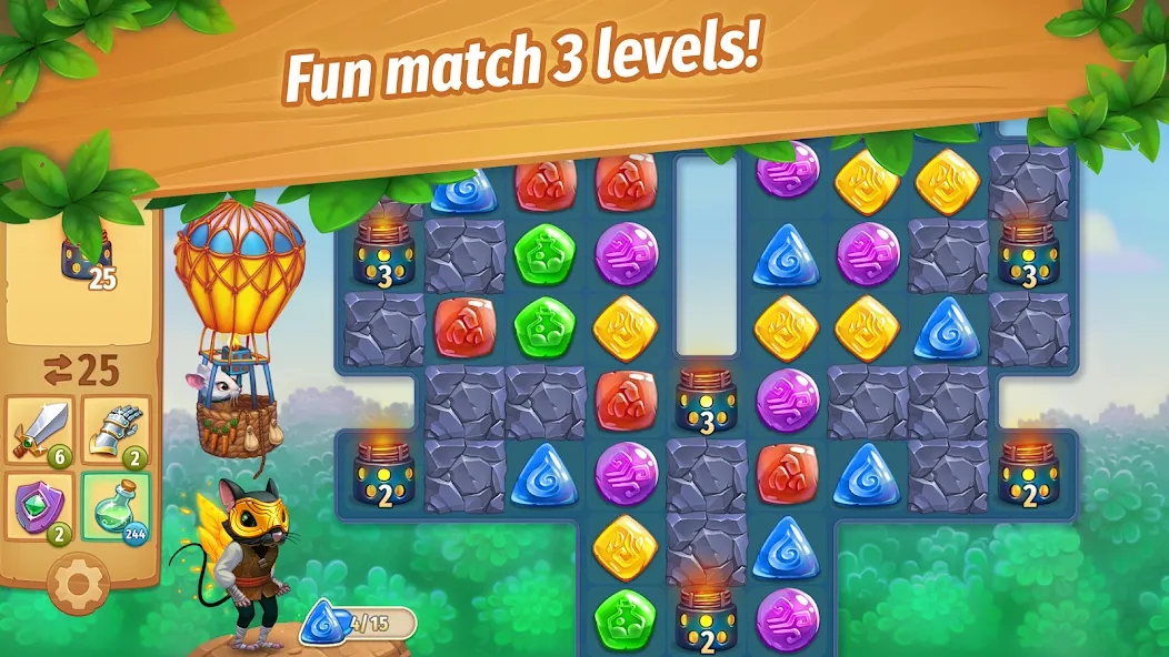 Скачать взлом Strongblade: Match 3 Game на Андроид — Много денег — скриншот 2