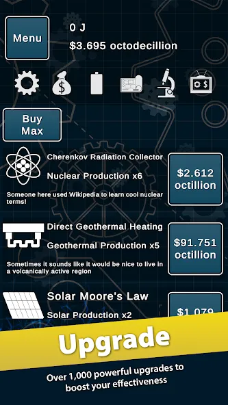 Idle Power MOD APK на Android — Много денег — скриншот 3
