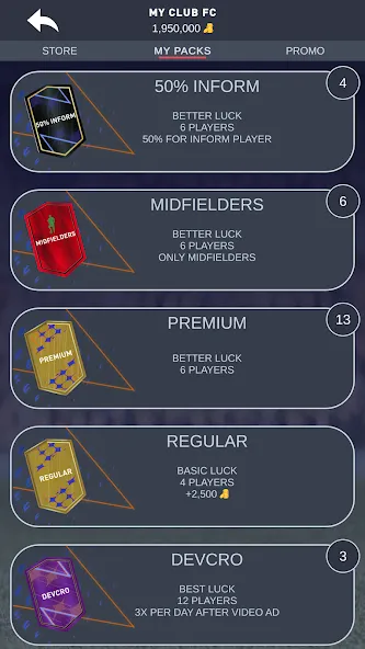 DEVCRO 23 - Draft, Packs! — Взломанная версия (Много денег) — скриншот 2