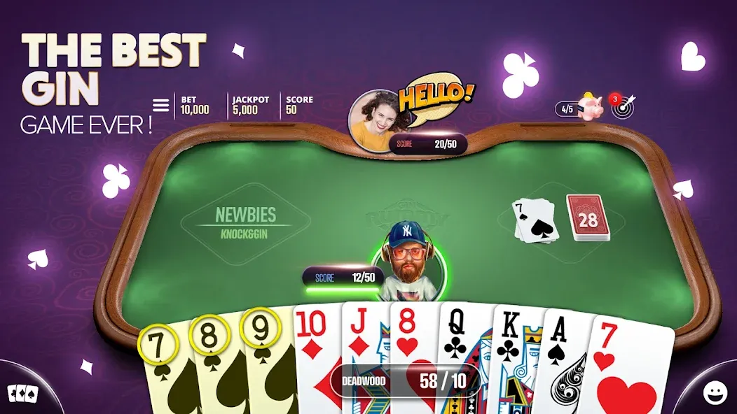 Скачать Gin Rummy Extra - Online Rummy — Много денег — скриншот 1