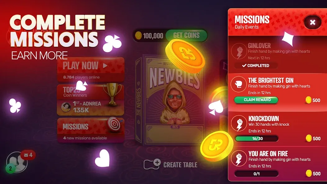 Скачать Gin Rummy Extra - Online Rummy — Много денег — скриншот 4