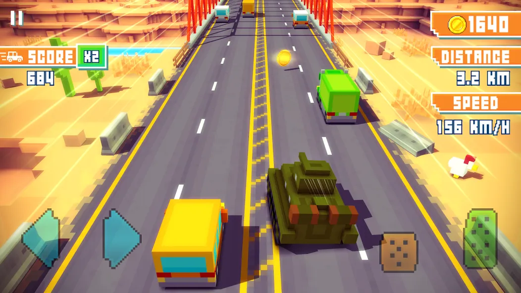 Скачать Blocky Highway: Traffic Racing на телефон — Много денег и без рекламы — скриншот 1