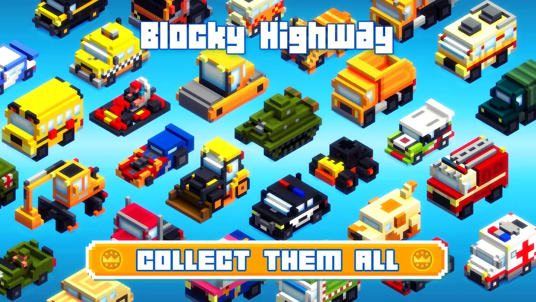 Скачать Blocky Highway: Traffic Racing на телефон — Много денег и без рекламы — скриншот 3