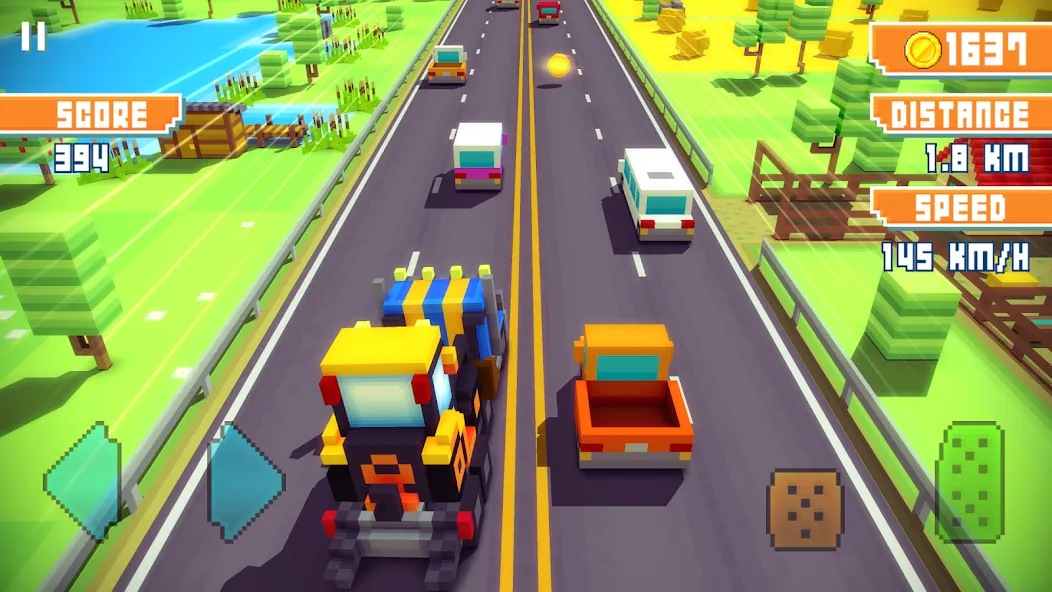 Скачать Blocky Highway: Traffic Racing на телефон — Много денег и без рекламы — скриншот 4