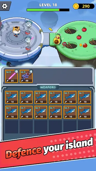 Merge Weapons：Air Island TD на Андроид — Мод Много денег — скриншот 4