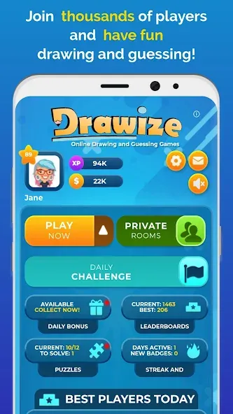 Drawize - Draw and Guess Mod APK Все цвета и кисти разблокированы — Скачать на Андроид — скриншот 1