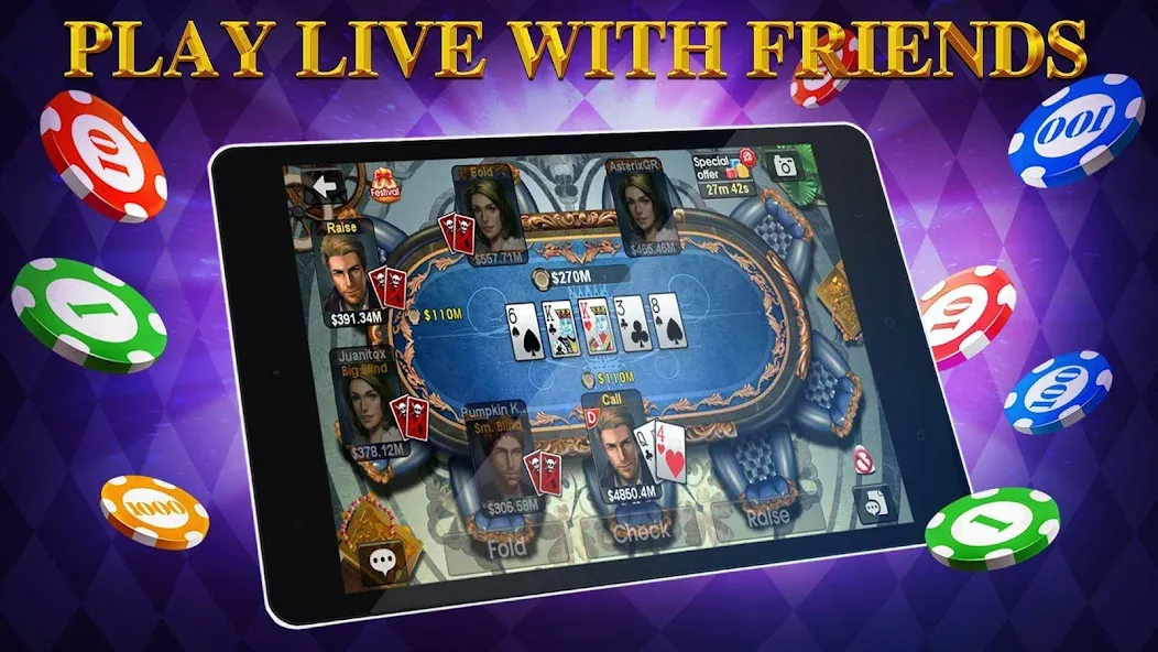 DH Texas Poker - Texas Hold'em на Андроид — Много денег и фишек — скриншот 4