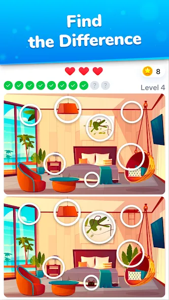 Differences - find & spot them Mod APK Все подсказки разблокированы — Скачать на Андроид — скриншот 1