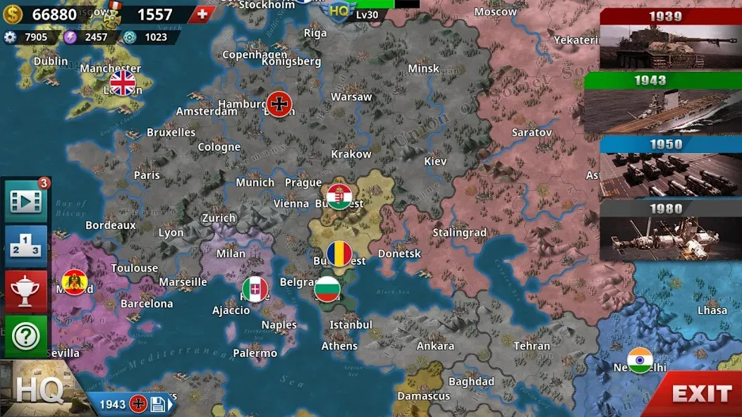 Скачать World Conqueror 4-WW2 Strategy на Андроид — Много денег и ресурсов — скриншот 2