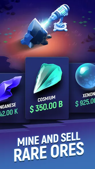 Скачать ExoMiner - Idle Miner Universe на телефон — Много денег и ресурсов — скриншот 3