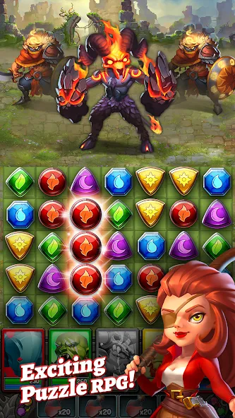Dragon Strike: Puzzle RPG (Мод Много денег и кристаллов) — скриншот 1