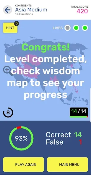Map Quiz World Geography — Все уровни разблокированы — скриншот 3